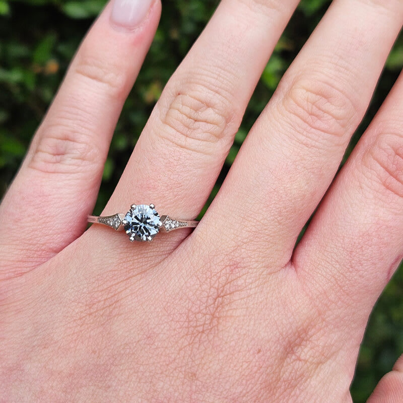 Grey moissanite and diamond engagement ring — 5
