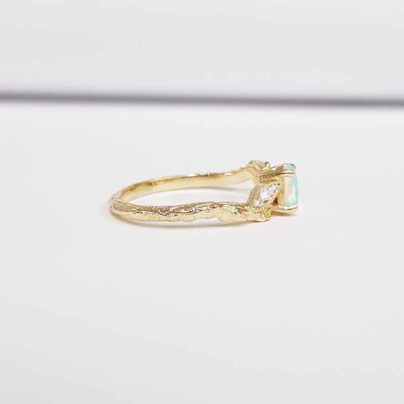 Opal Leaf Engagement ring - alternate view