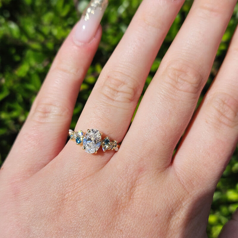 'Hazel' Oval lab grown diamond floral ring — 4