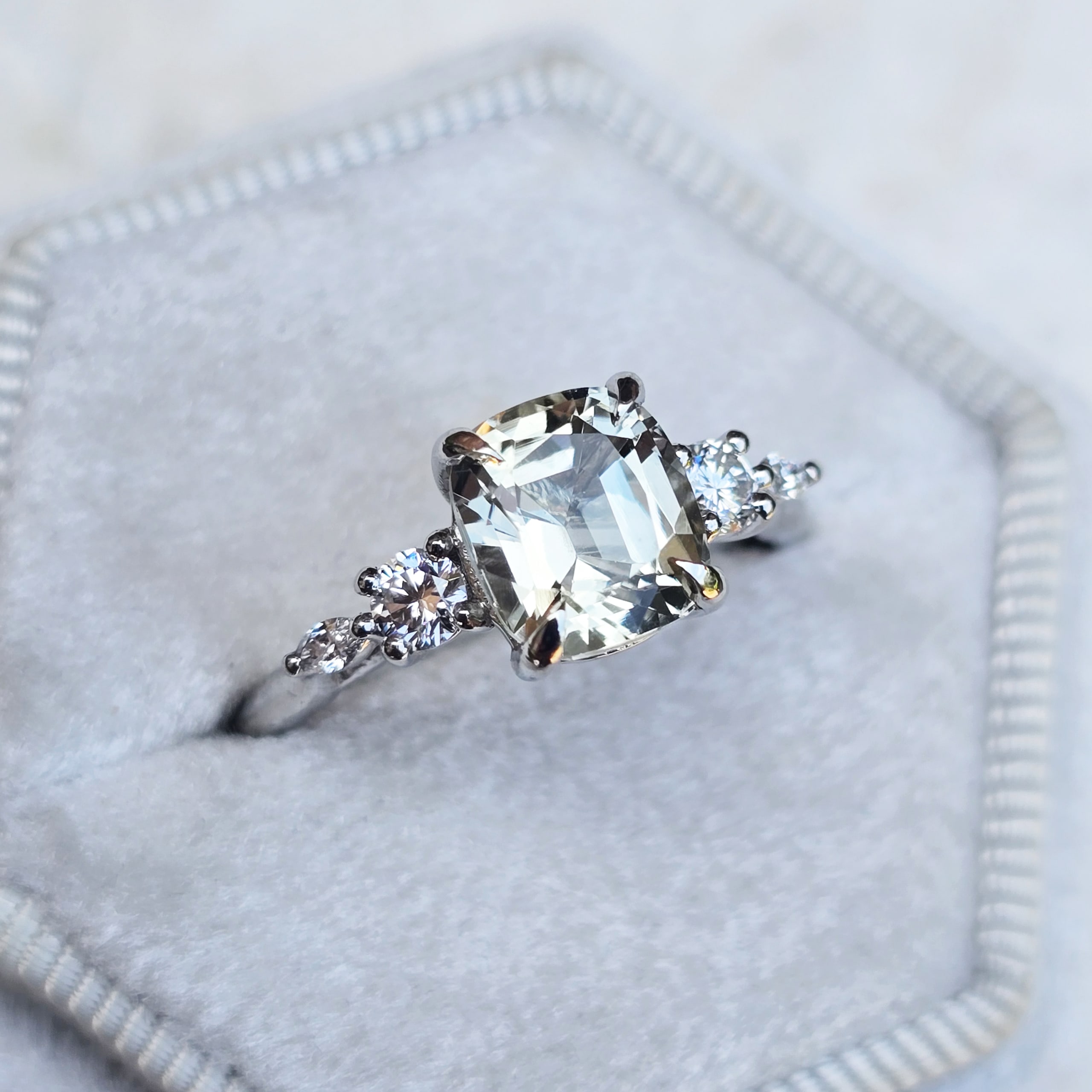Pale champagne tourmaline and diamond ring — 2