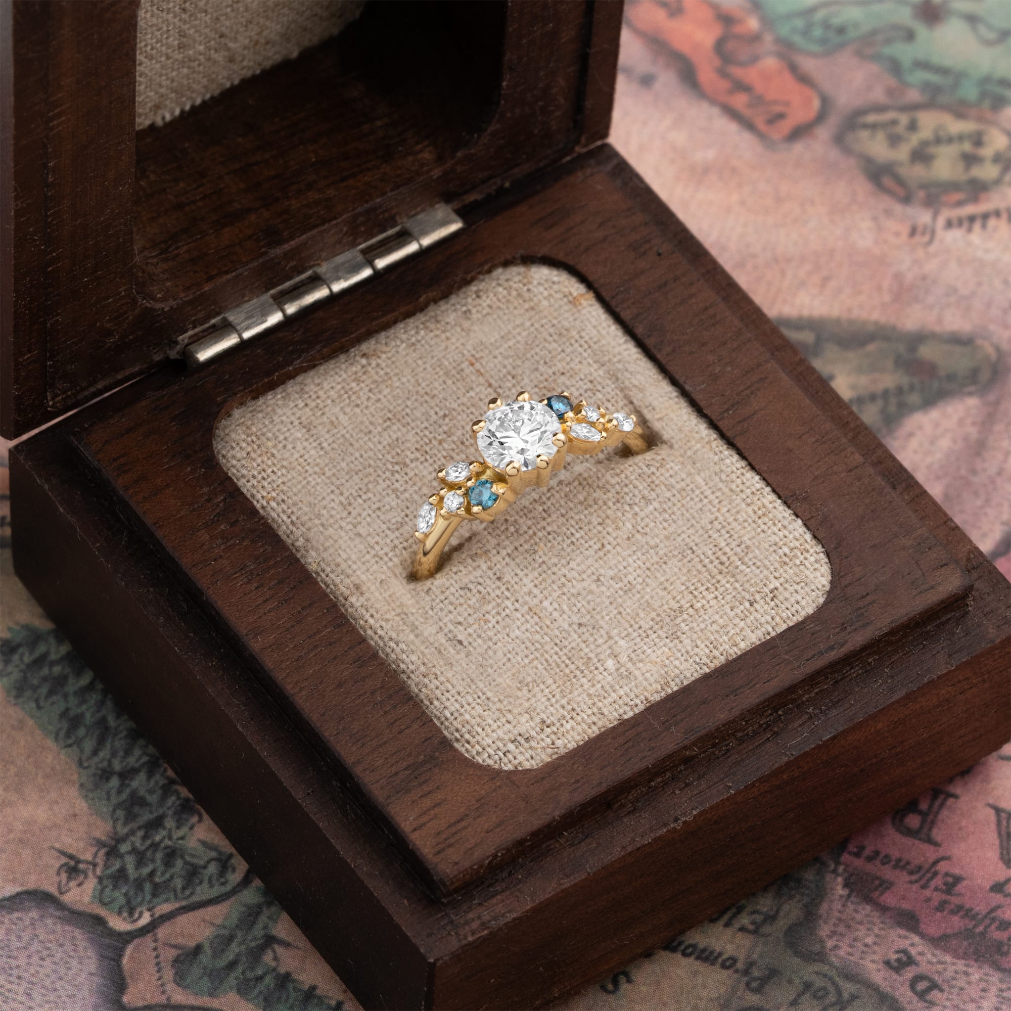 Round lab grown diamond floral inspired ring in 18ct yellow gold — 3