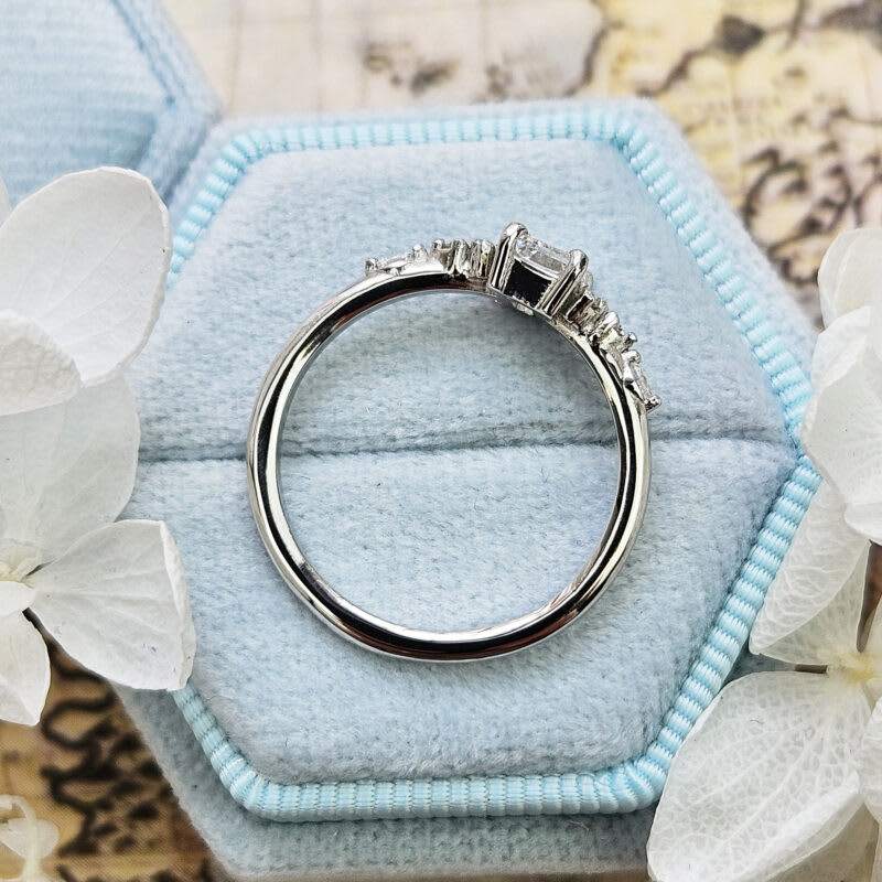 Lab grown diamond floral engagement ring handmade in platinum — 7
