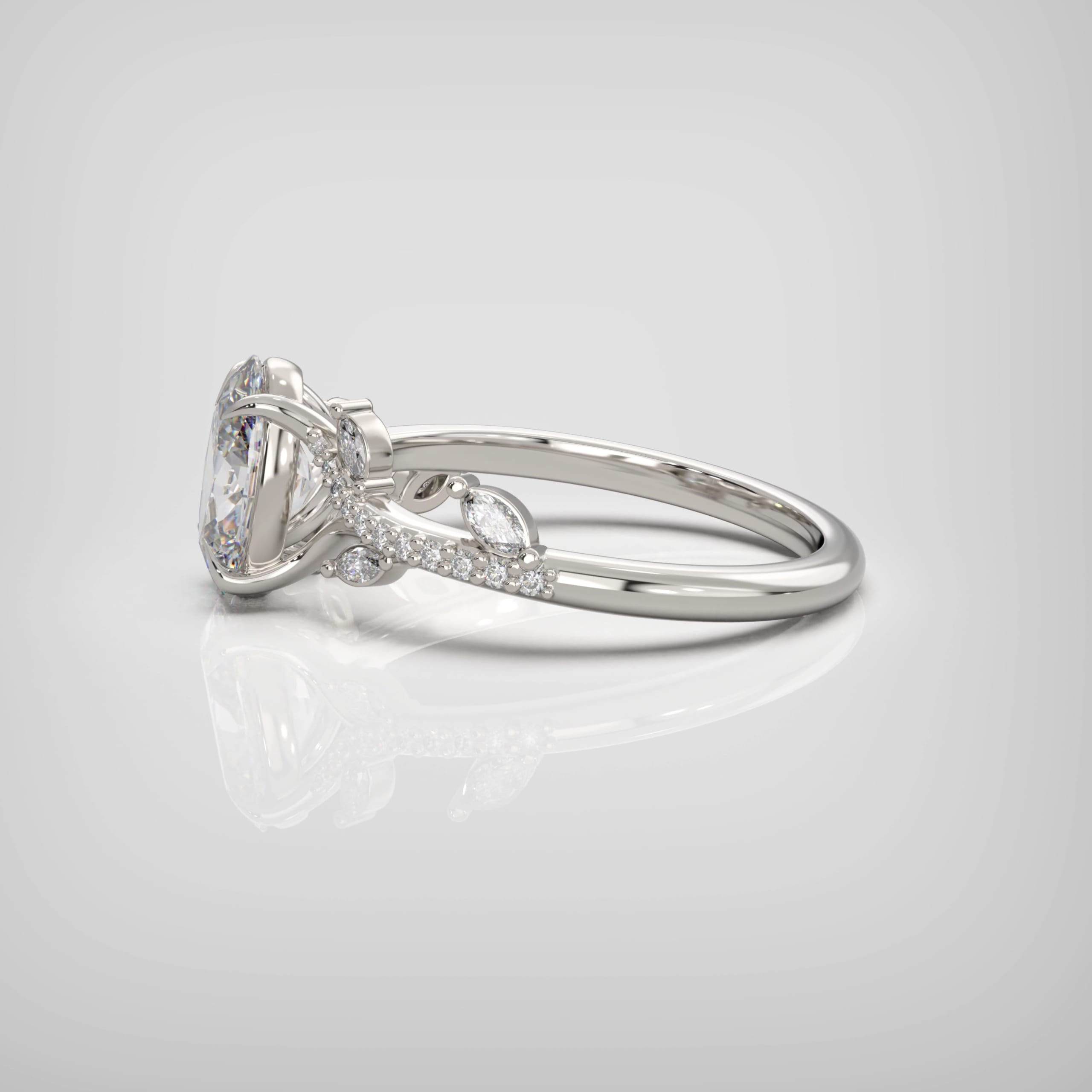 'Whispering Leaves' lab grown diamond ring - alternate view