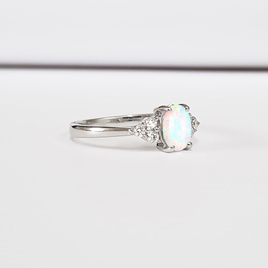 'Maeve' Opal and Diamond oval engagement ring  — 3