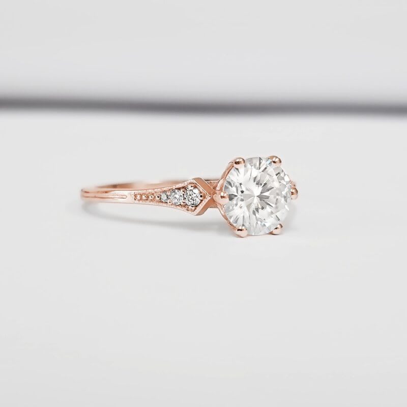Moissanite and diamond engagement ring  — 2