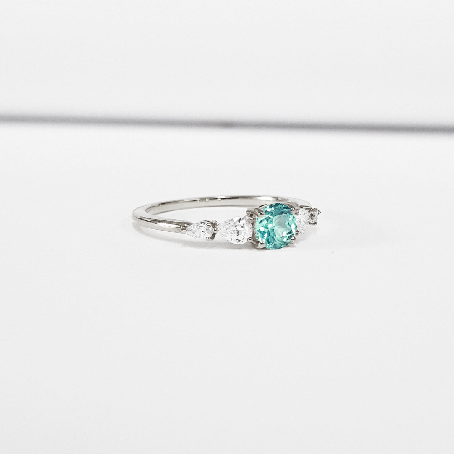 Mint sapphire and diamond engagement ring — 3