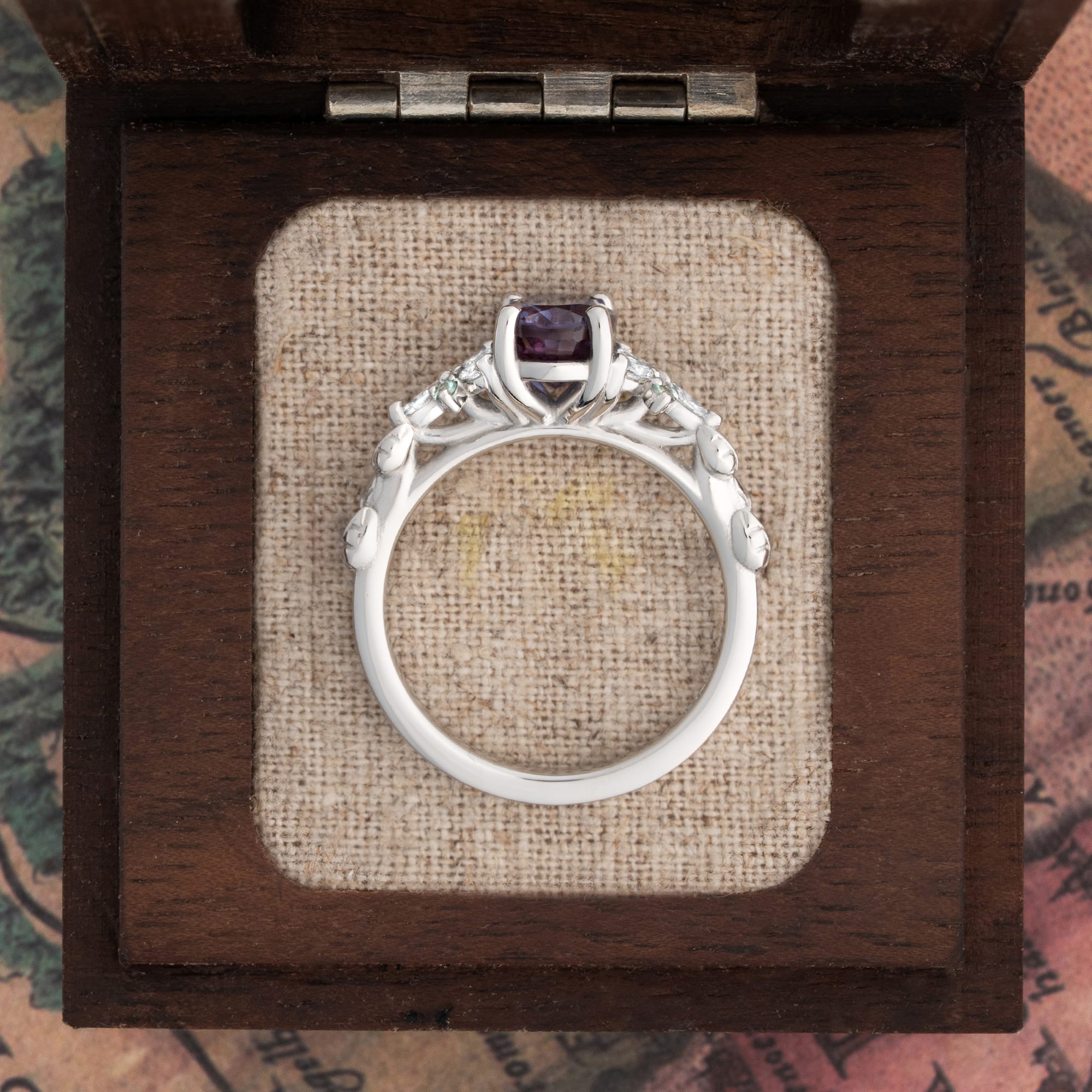'Roselle' Lab alexandrite and diamond floral ring  — 3