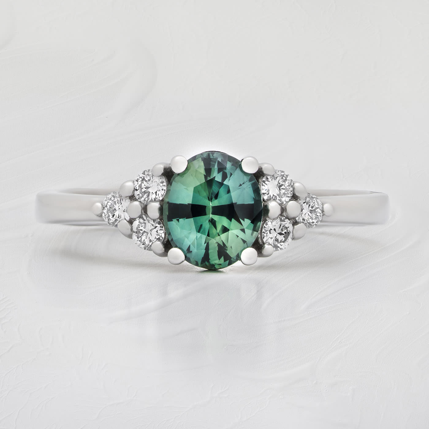 Teal sapphire and diamond ring — 1