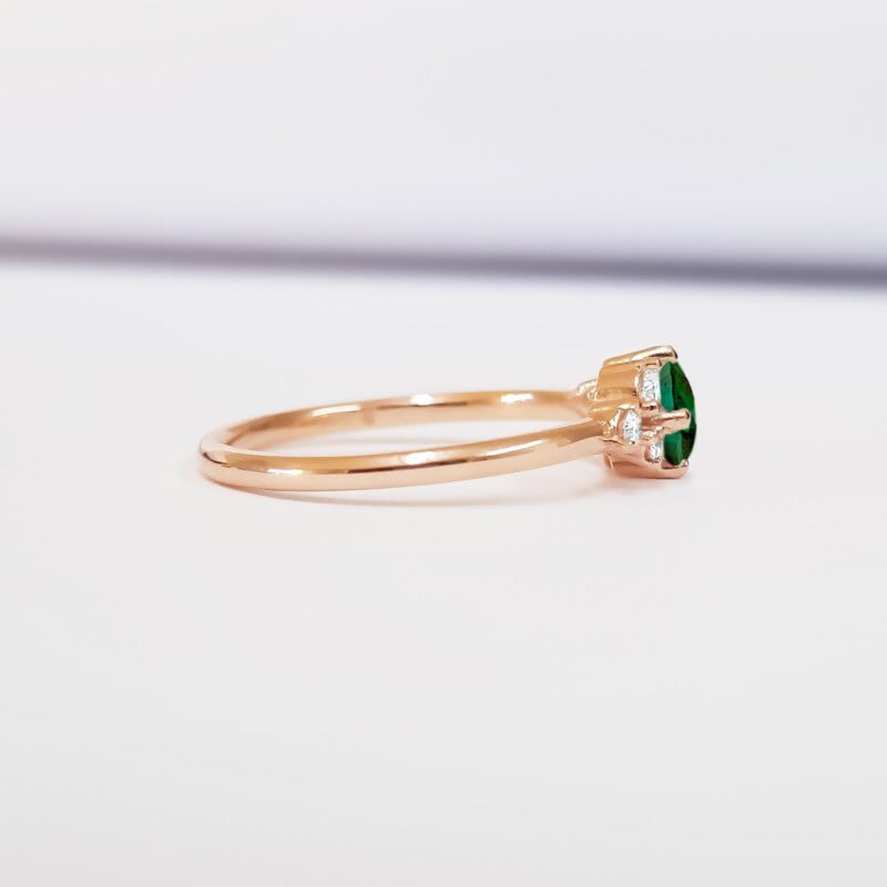 Teal moissanite and diamond cluster ring  — 3