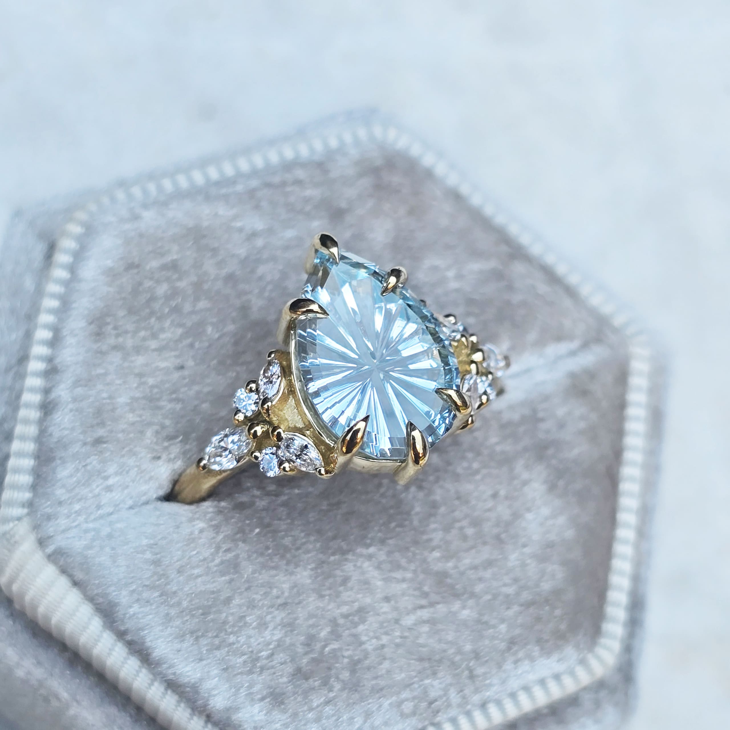 Starbrite aquamarine and diamond ring — 2