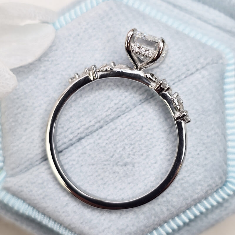 Emerald cut diamond nature inspired ring — 5