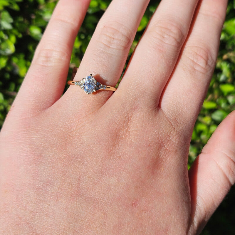 Moissanite and diamond art deco inspired ring — 2
