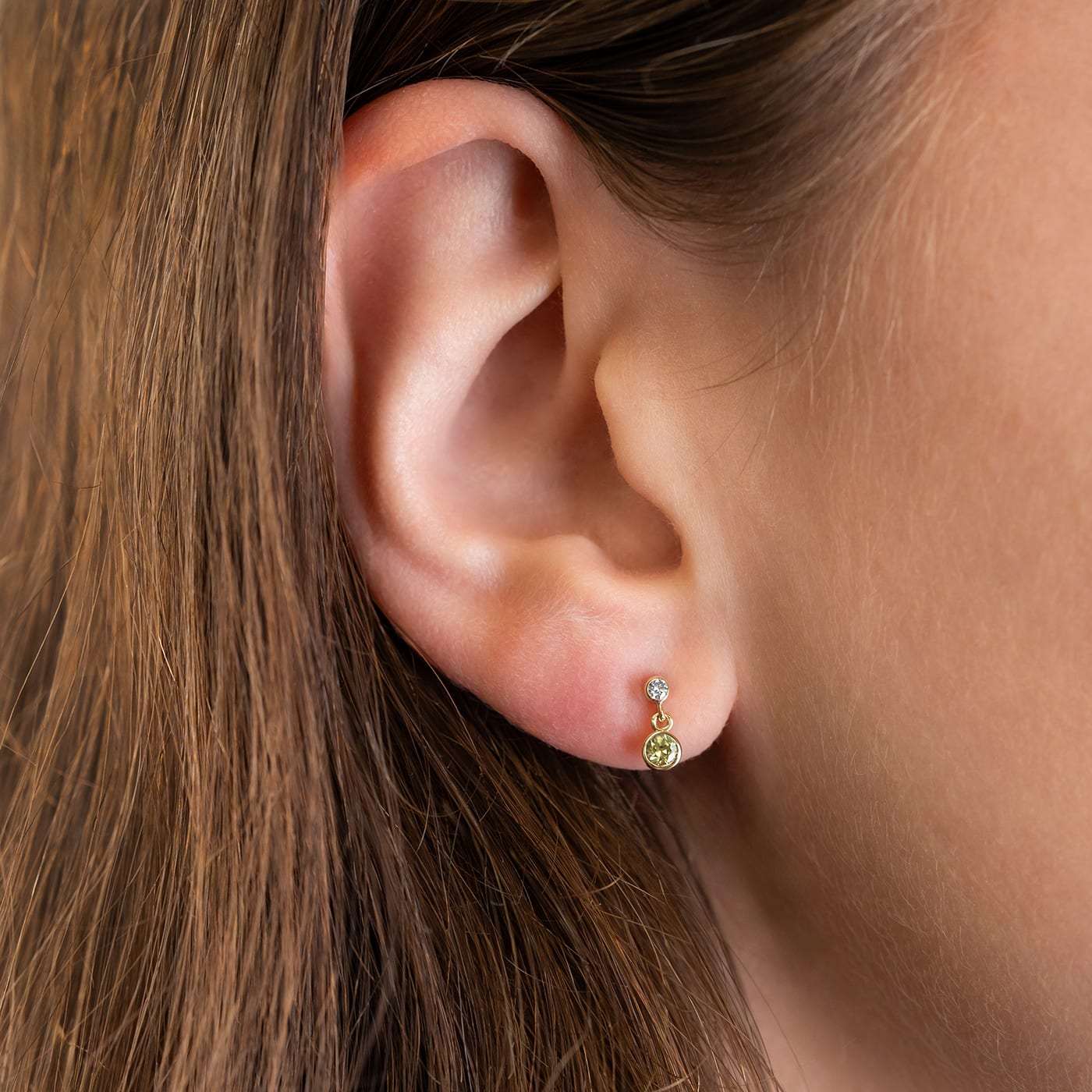 Natural green sapphire and diamond earrings  - alternate view