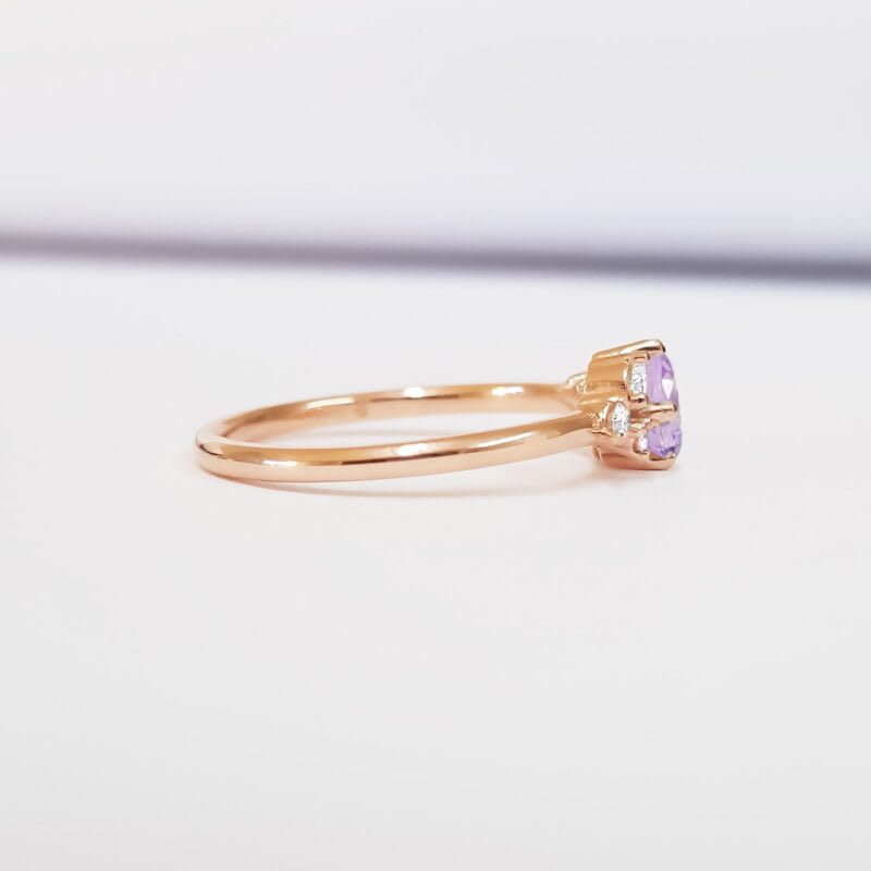 Amethyst and diamond cluster engagement ring  — 3