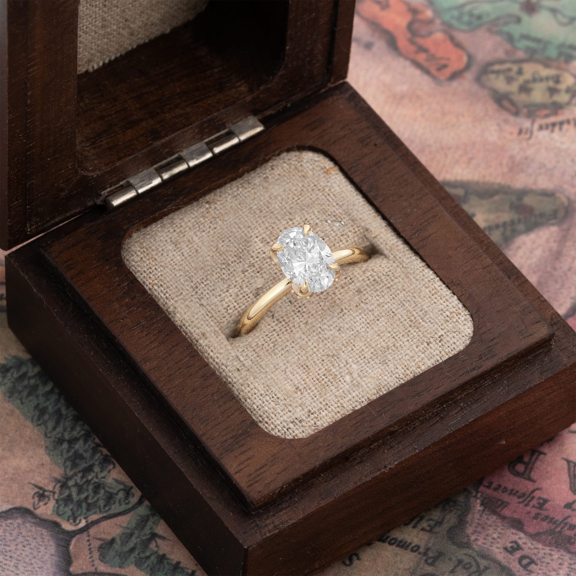 Oval hidden halo diamond ring — 3