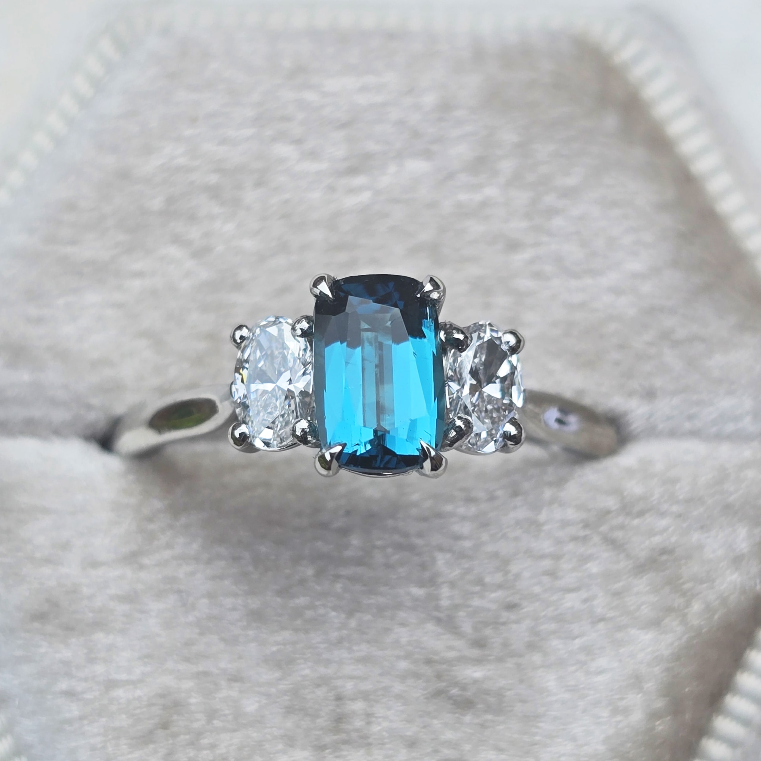 Blue tourmaline and diamond ring — 1