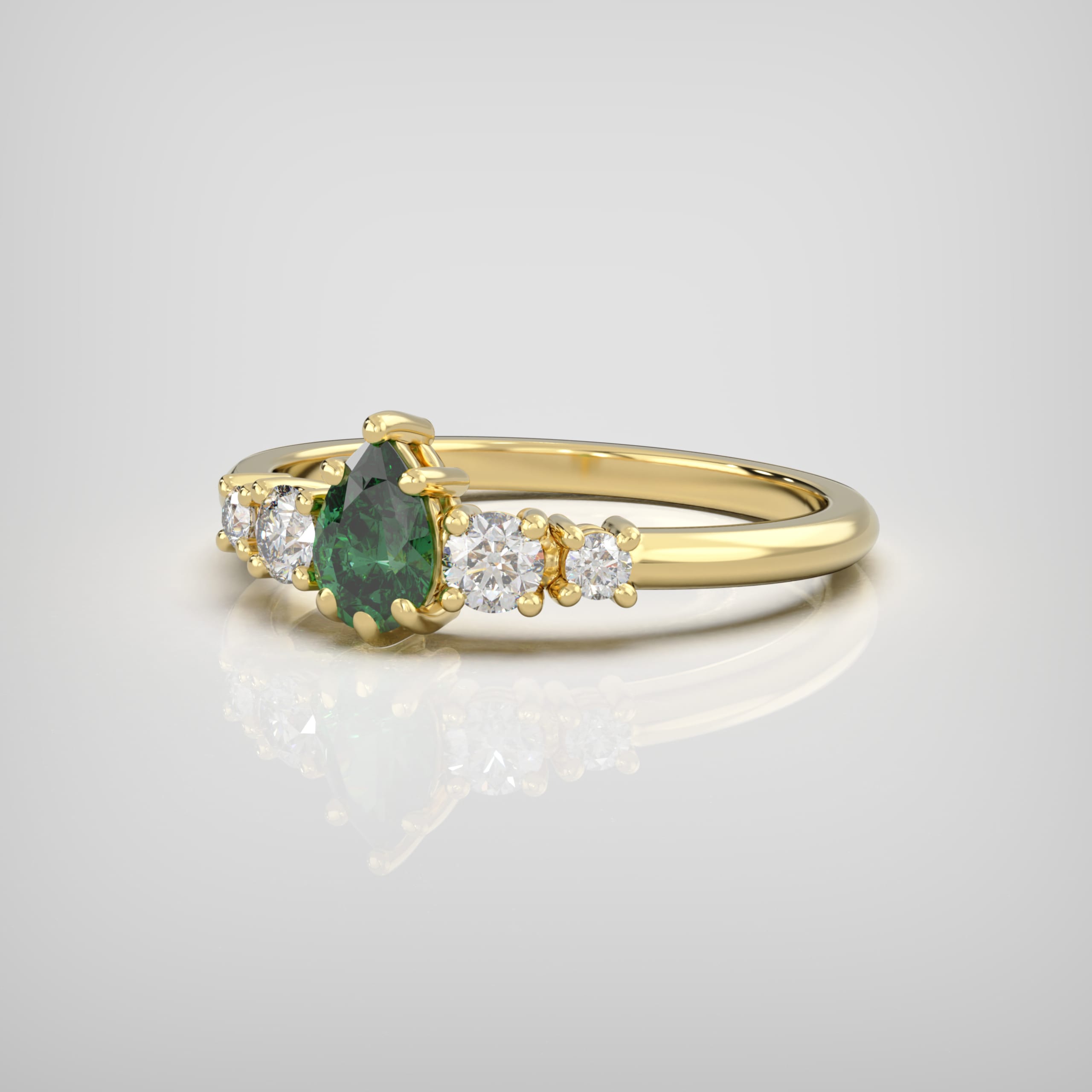 Lab grown emerald and diamond ring — 3