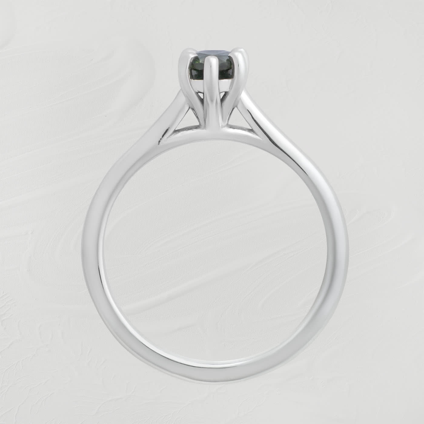 Pear cut teal sapphire solitaire ring — 3