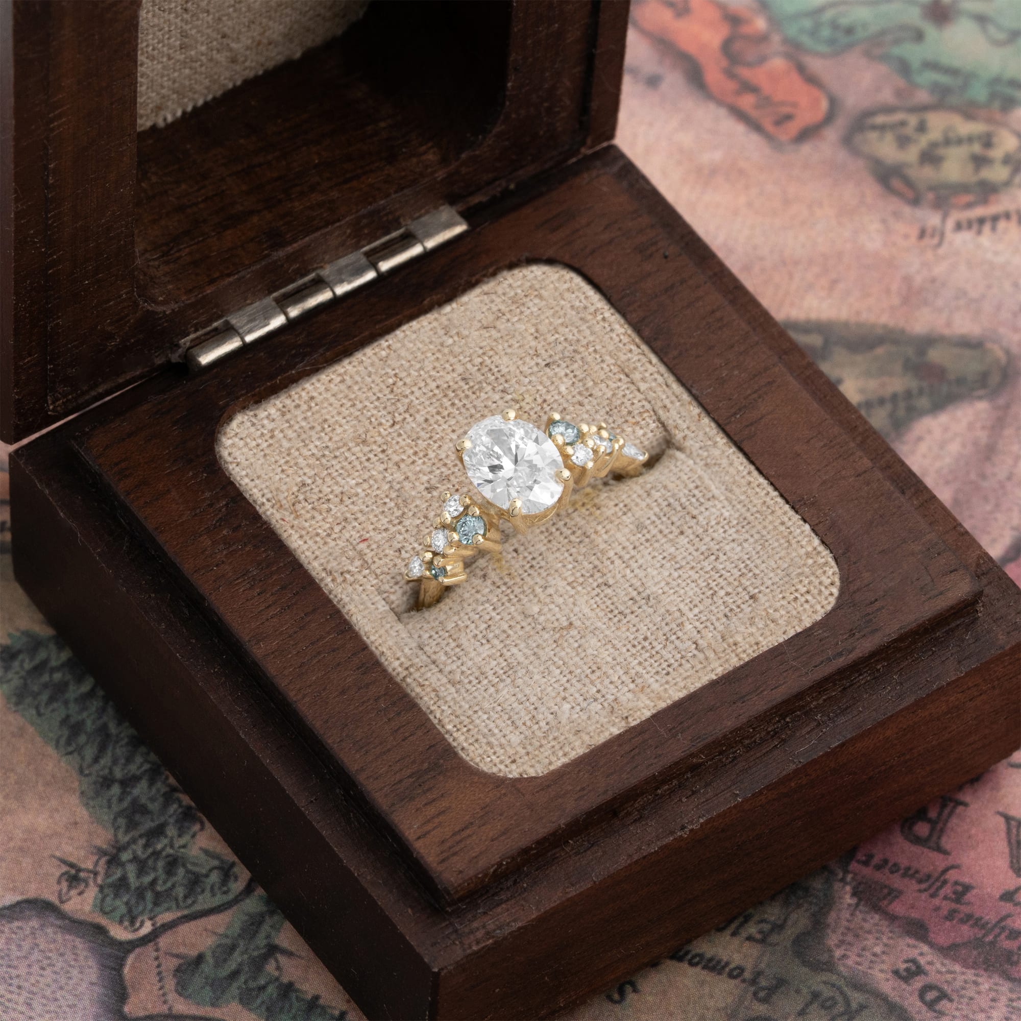 'Hazel' Oval lab grown diamond floral ring — 3