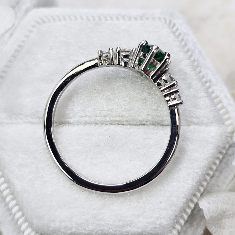 Natural emerald and diamond 5 stone ring — 3
