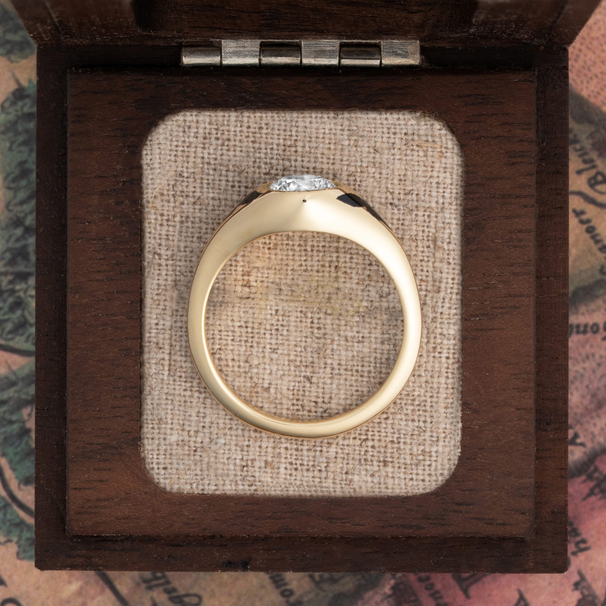 Black enamel Victorian inspired lab diamond signet ring — 3