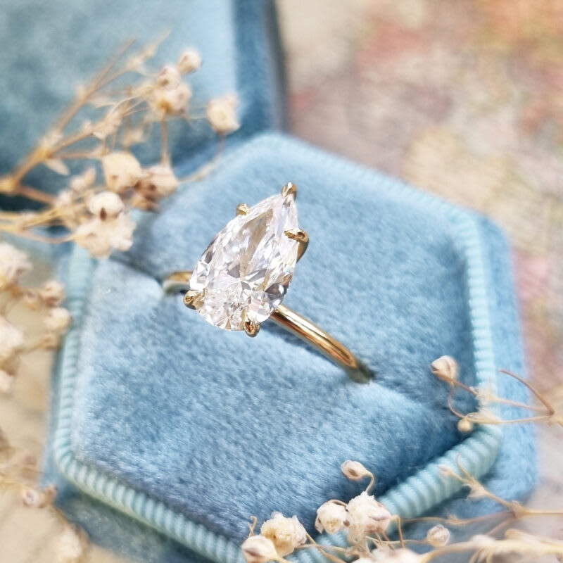 Pear cut lab grown diamond solitaire ring — 4
