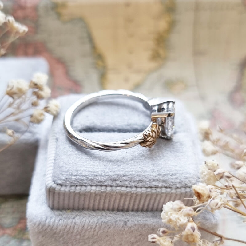 Sycamore leaf oval diamond ring — 4