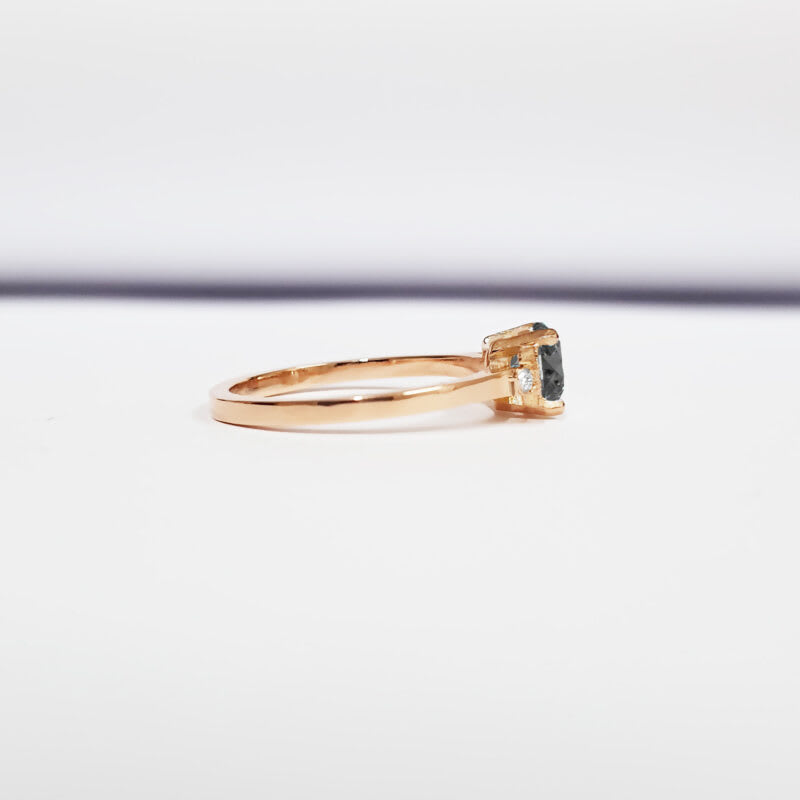 'Adelaide' Midnight grey moissanite and diamond engagement  — 3