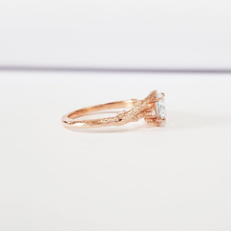 Moissanite and diamond nature inspired ring   — 4