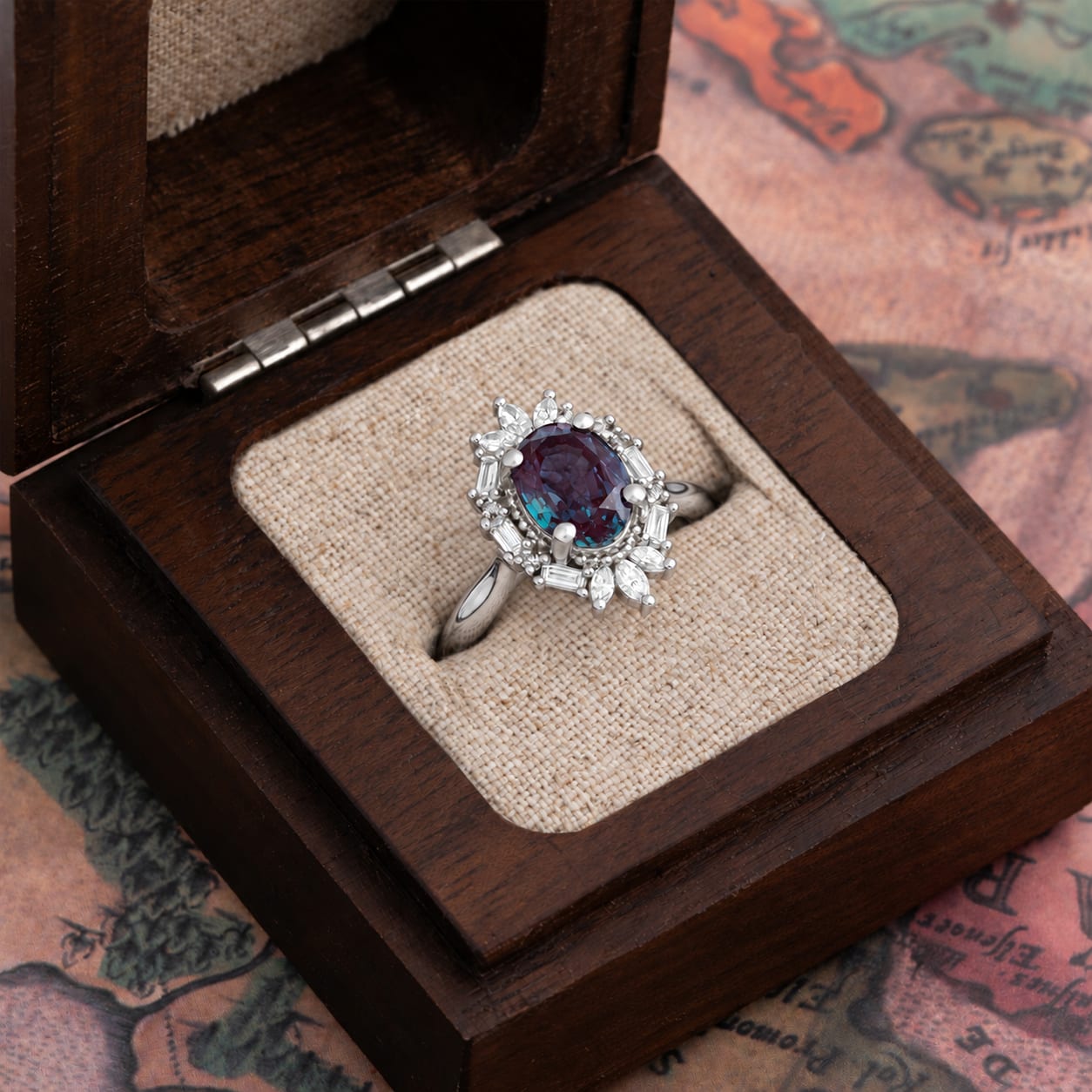'The Orielle' Alexandrite and diamond ring  — 2