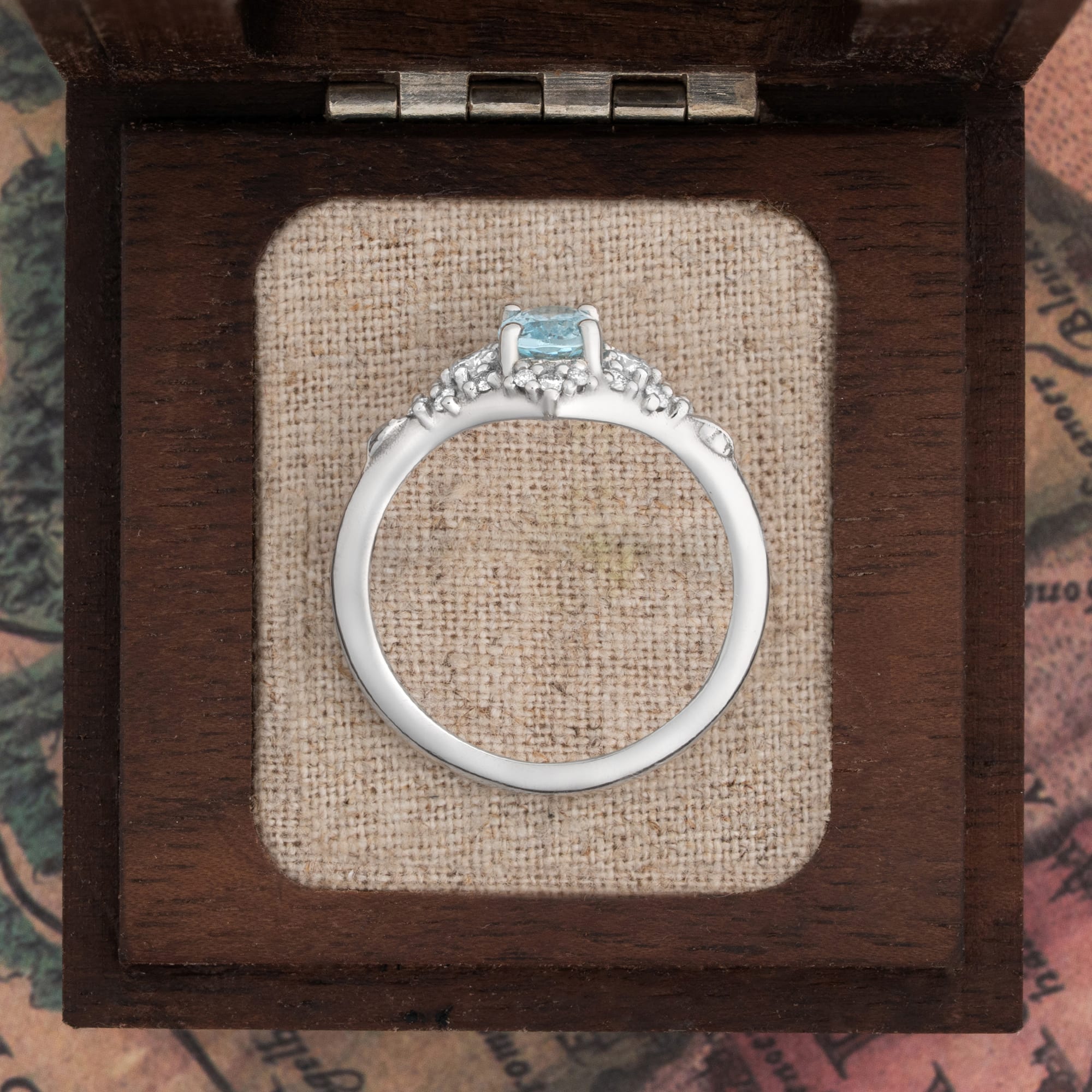'Woodland' Aquamarine and diamond ring — 4