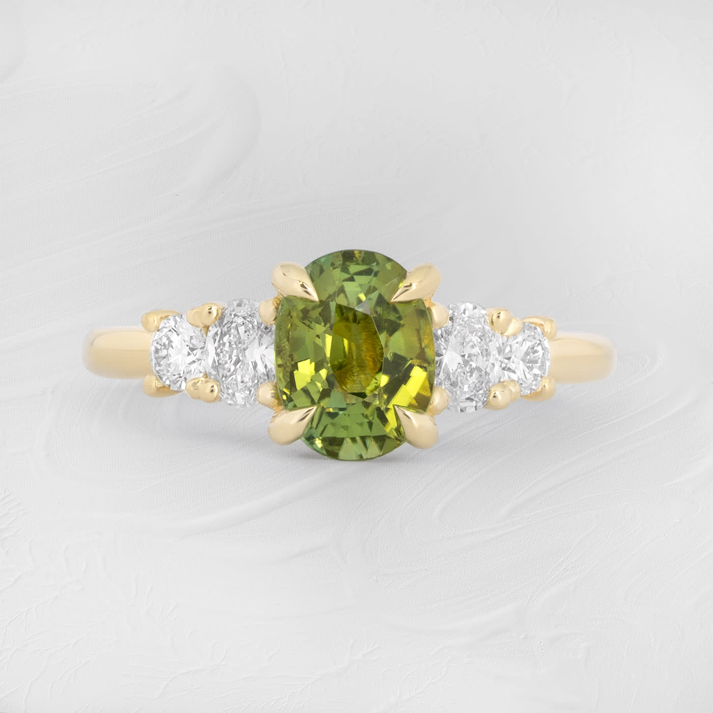 'Rosier' Green sapphire and diamond ring — 1