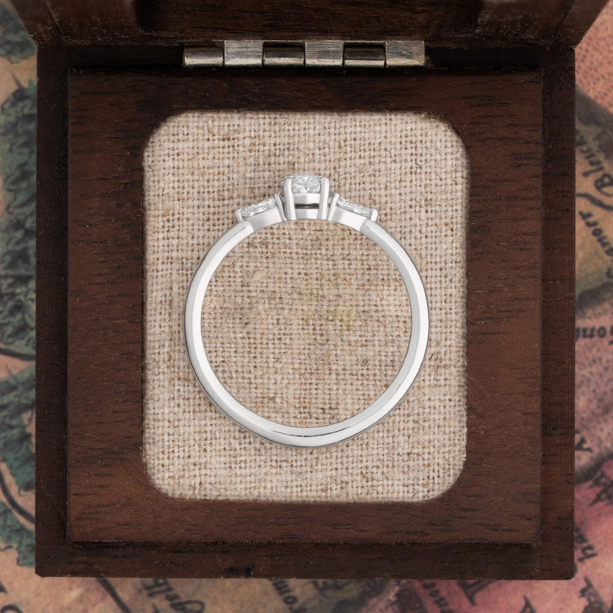 Oval and pear lab grown diamond trilogy ring — 4