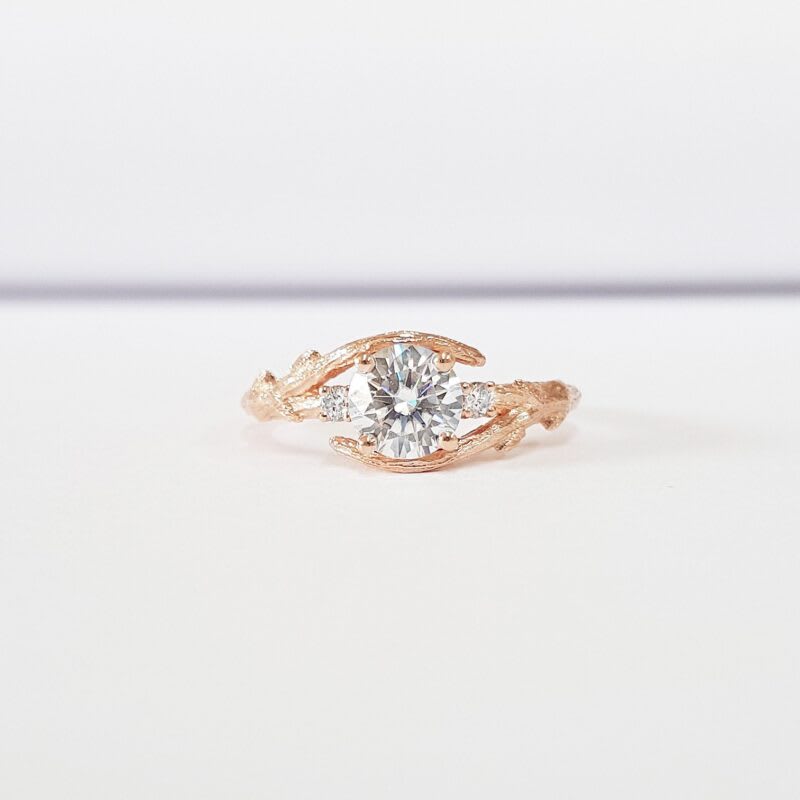 Moissanite and diamond nature inspired ring   — 1