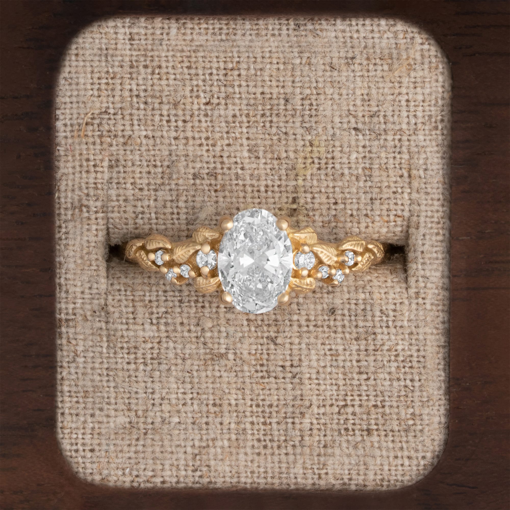 Nature inspired oval lab grown diamond ring — 1
