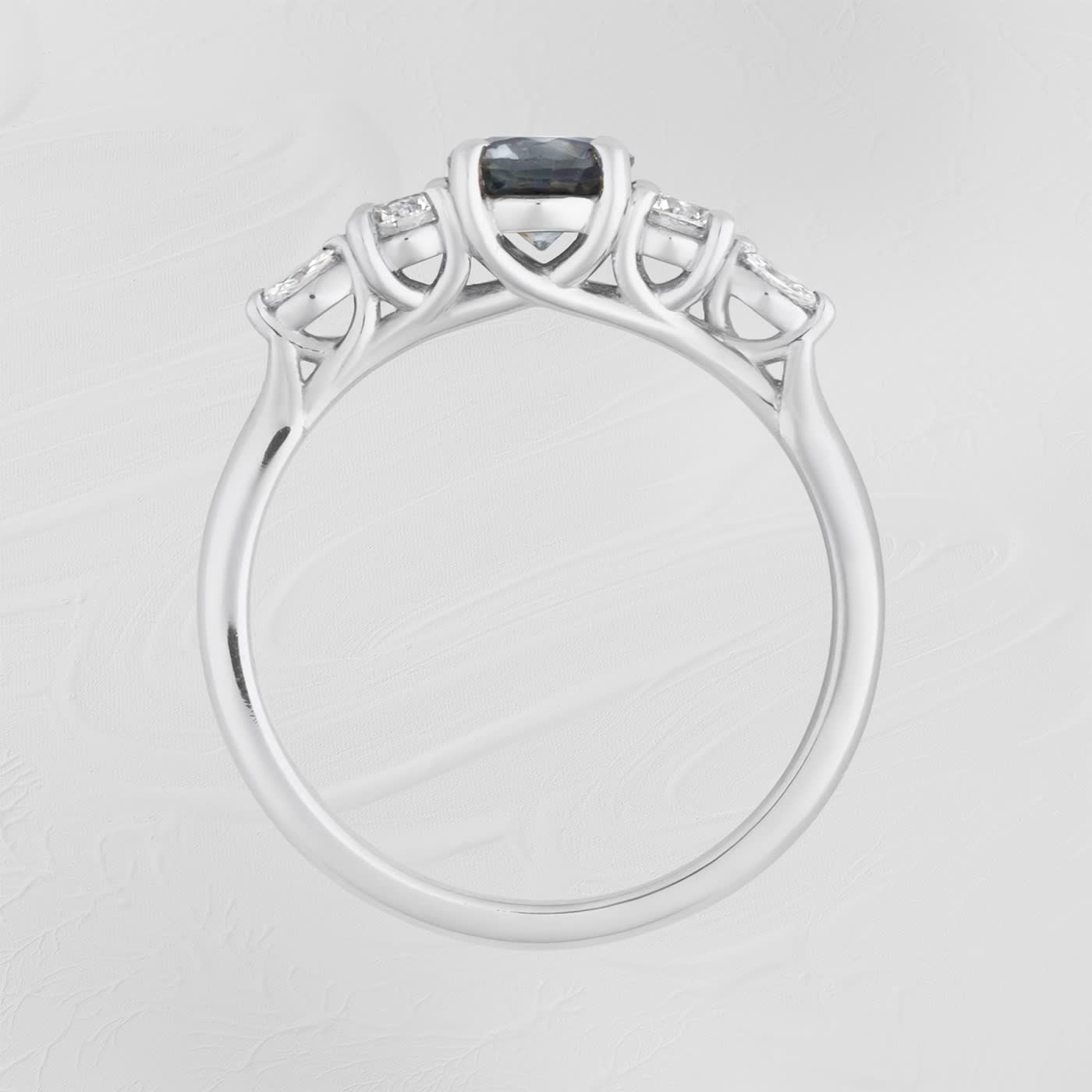 Grey-violet sapphire and diamond trellis ring  — 2