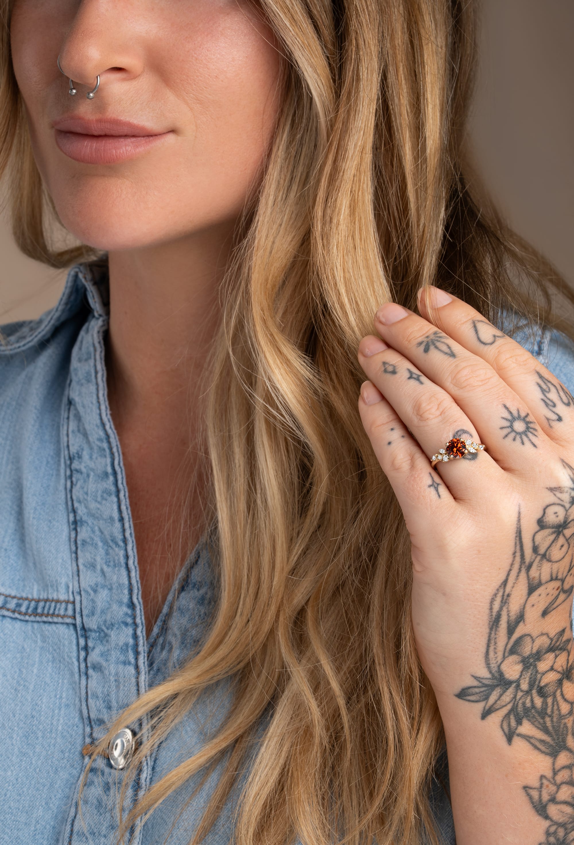 Fire red diamond cluster ring - alternate view