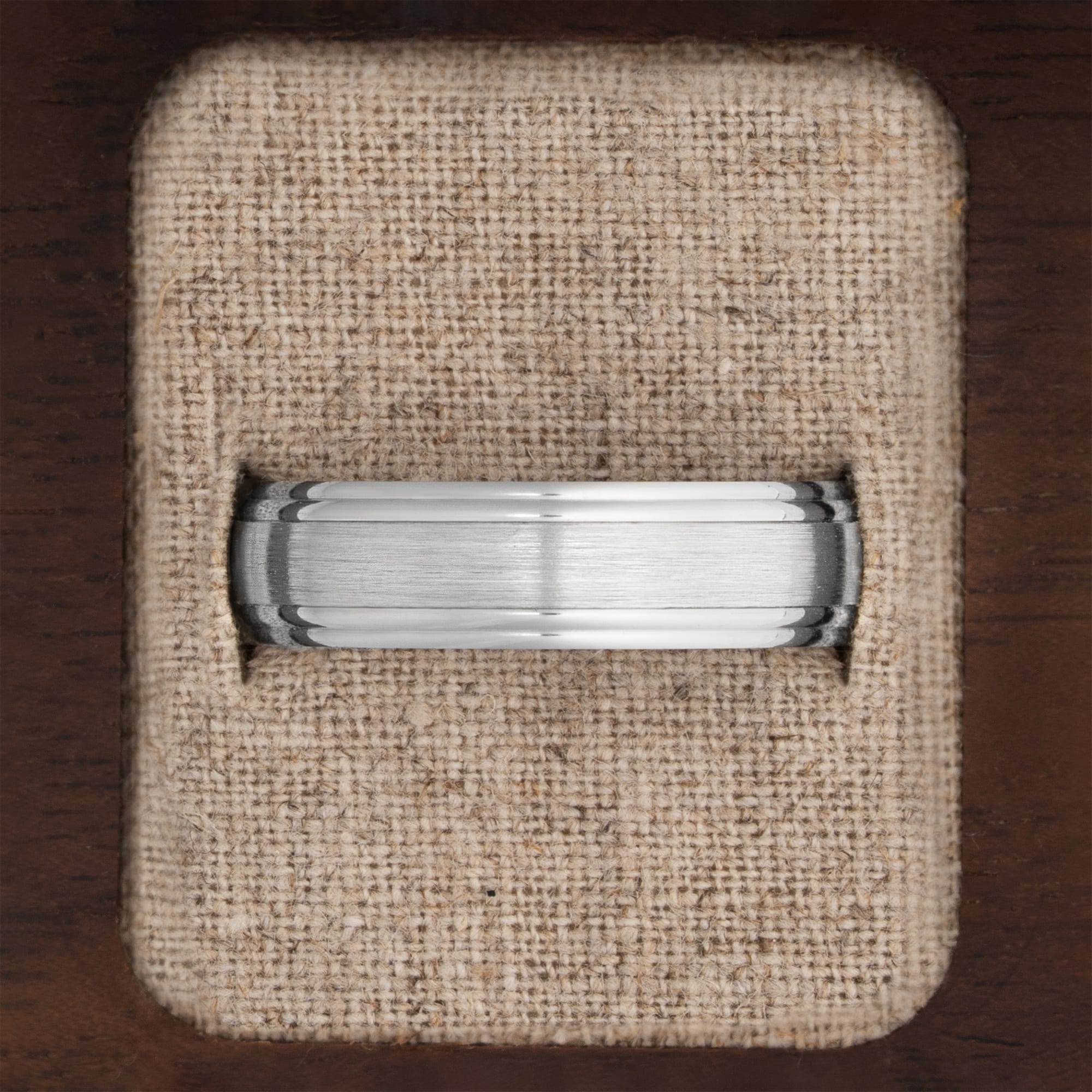Double stepped edge wedding band — 3