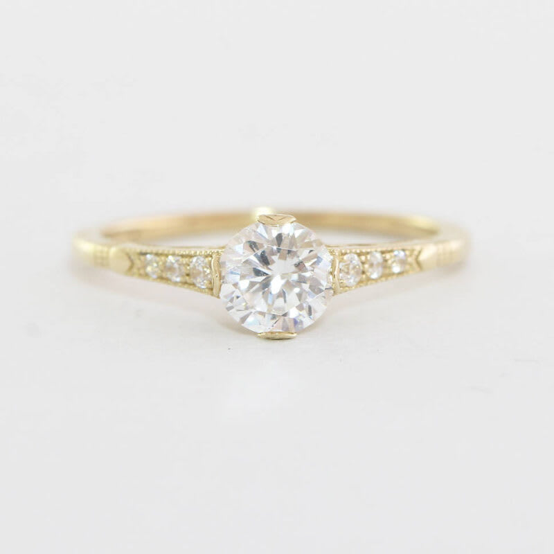 Antique inspired lab grown diamond engagement ring