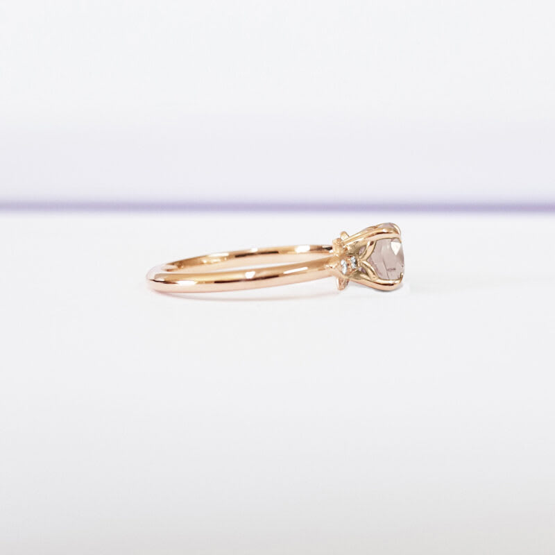 Champagne sapphire and diamond floral engagement ring — 4