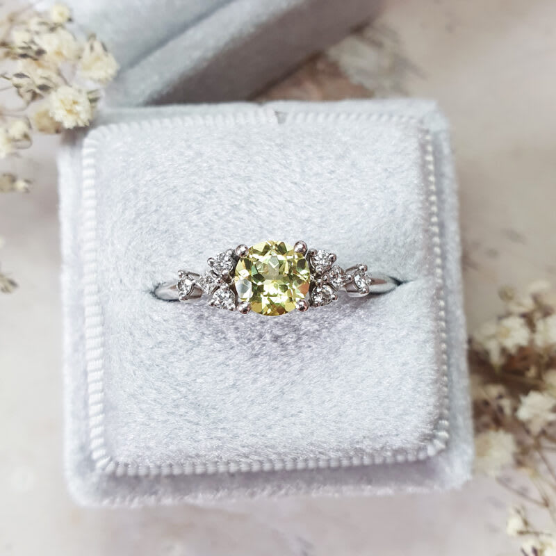 Yellow sapphire and diamond engagement ring — 1