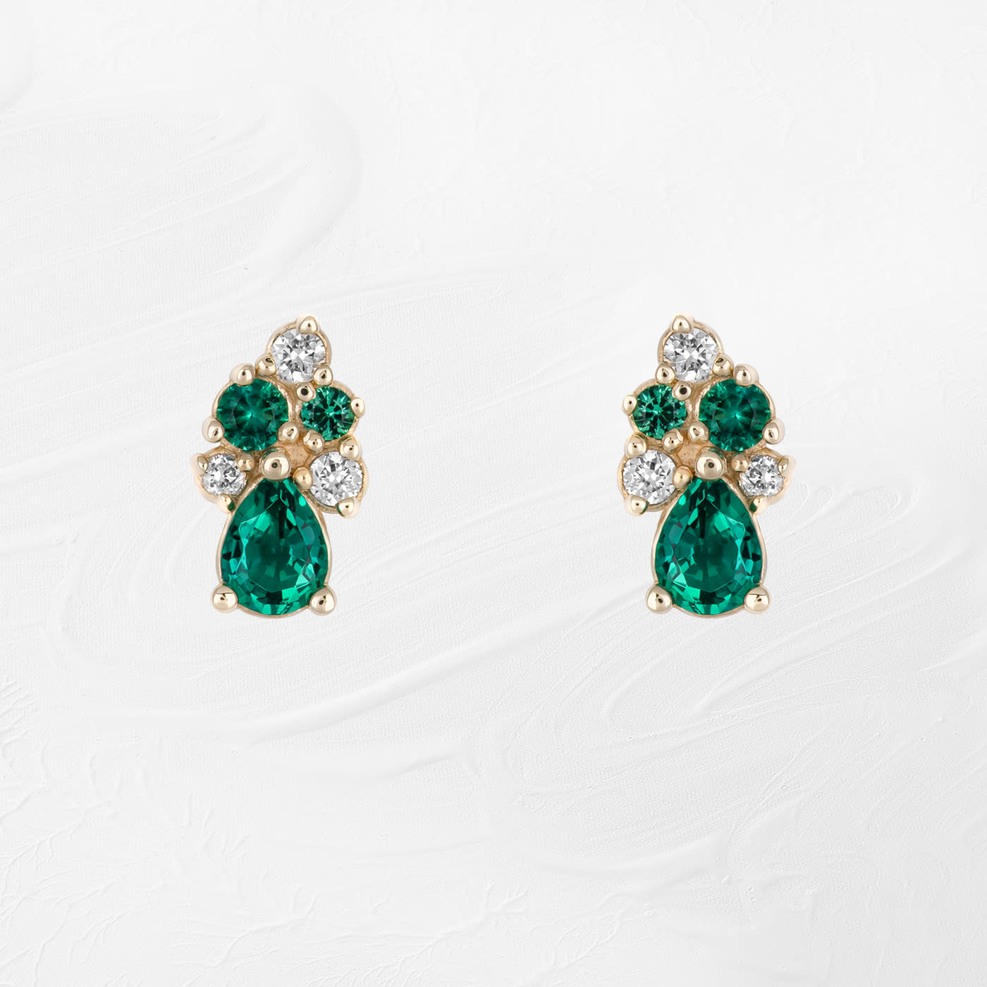  Lab-Grown Emerald and Lab Grown Diamond Cluster Earrings — 1