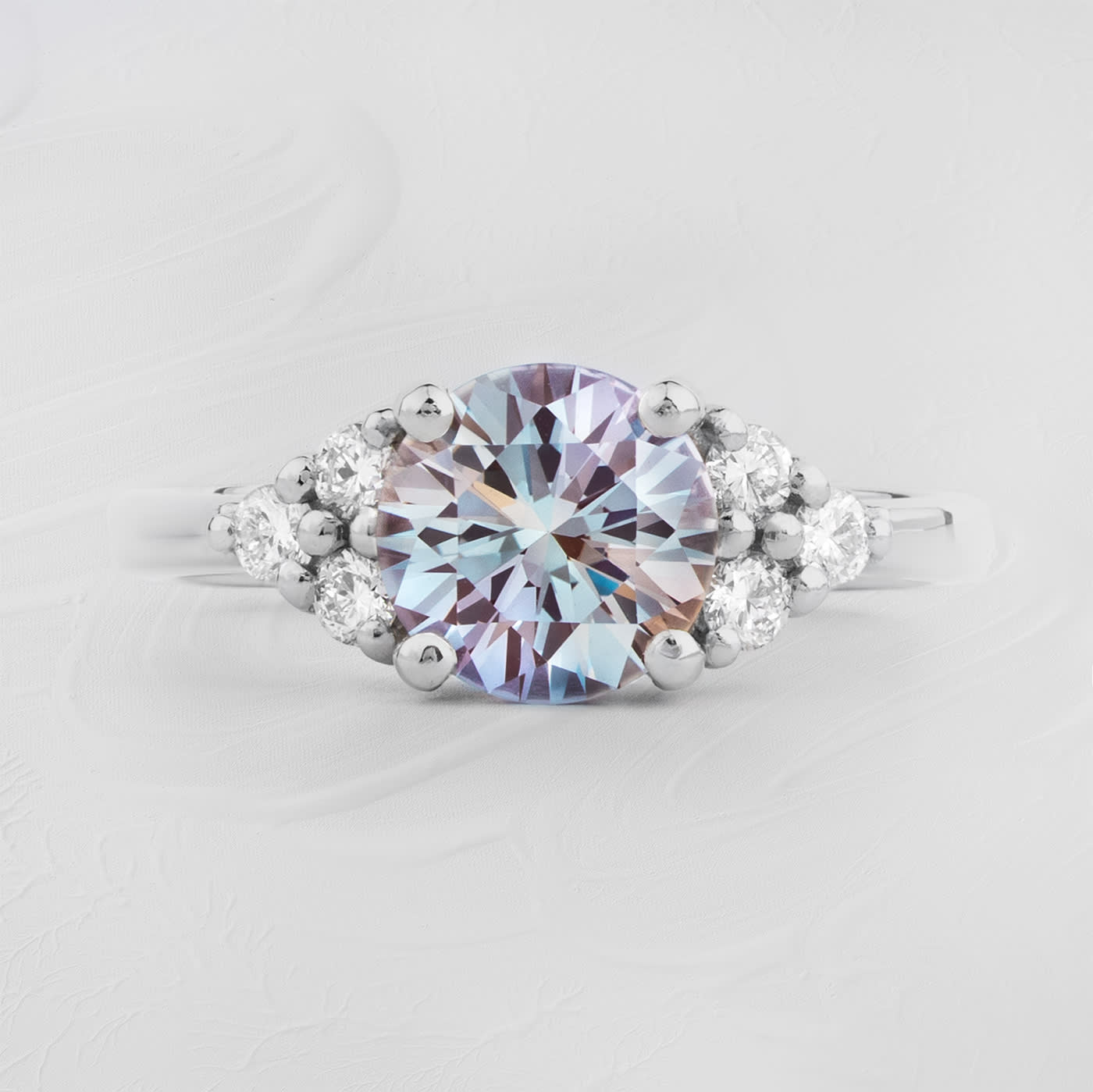 Lab grown alexandrite and diamond ring — 1