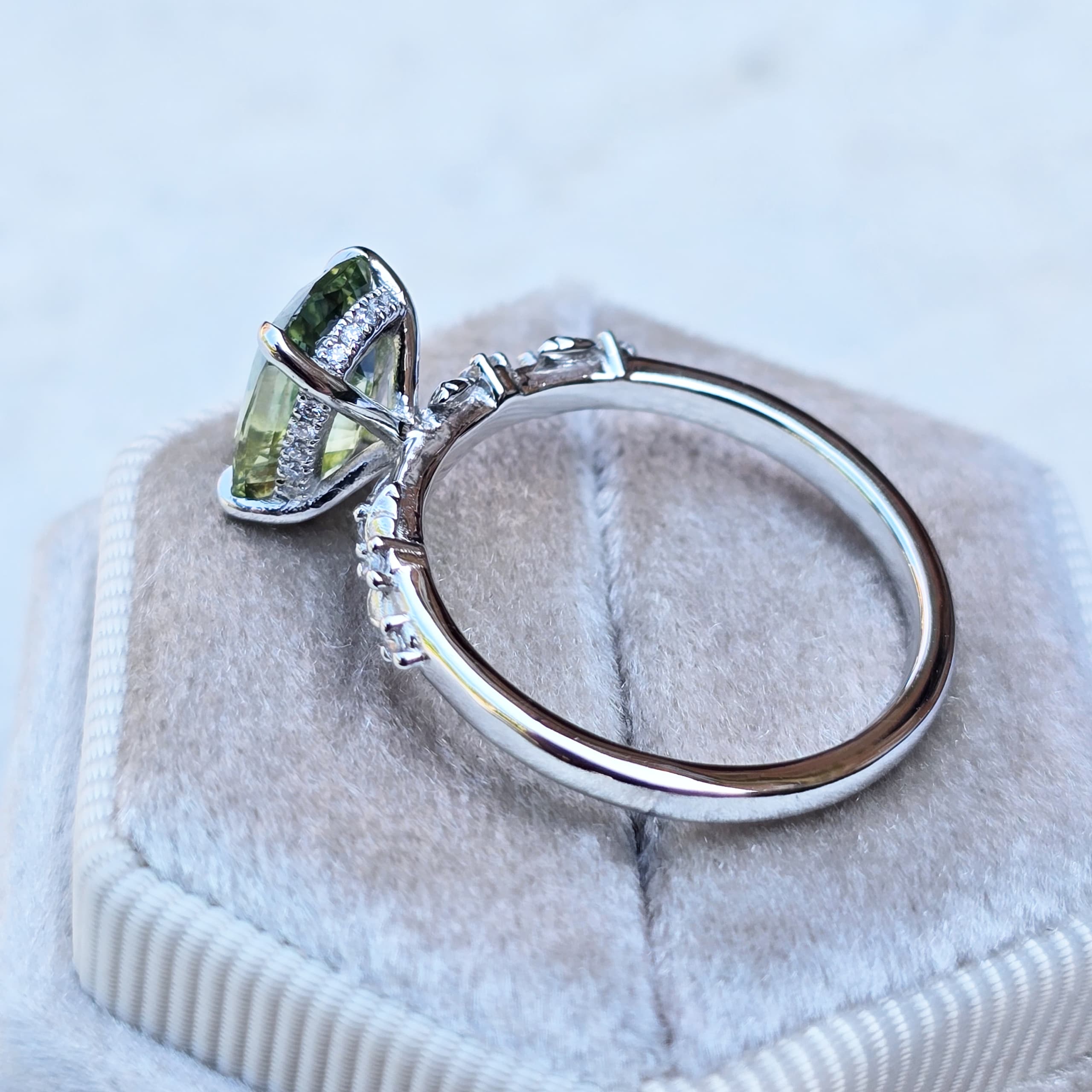 Cushion parti sapphire and diamond floral ring — 3