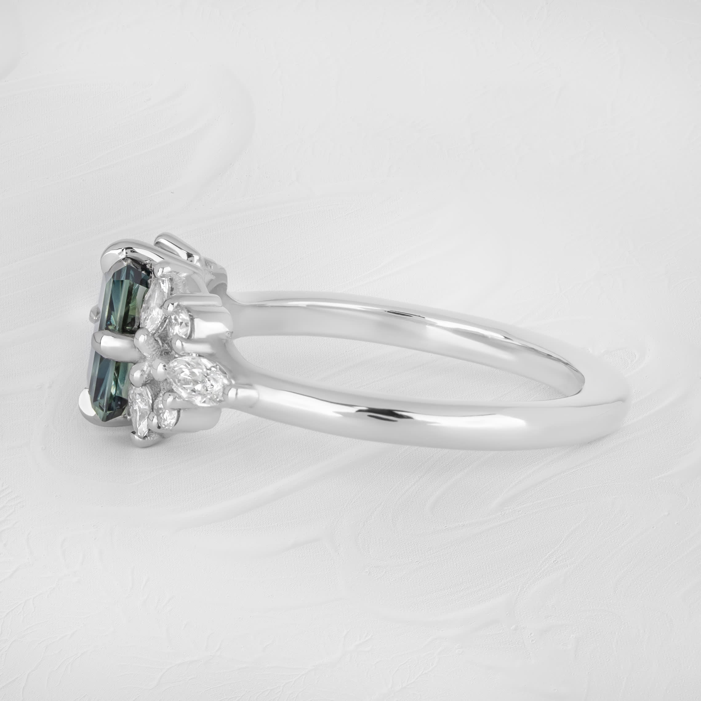 Teal starbrite sapphire and diamond ring — 3
