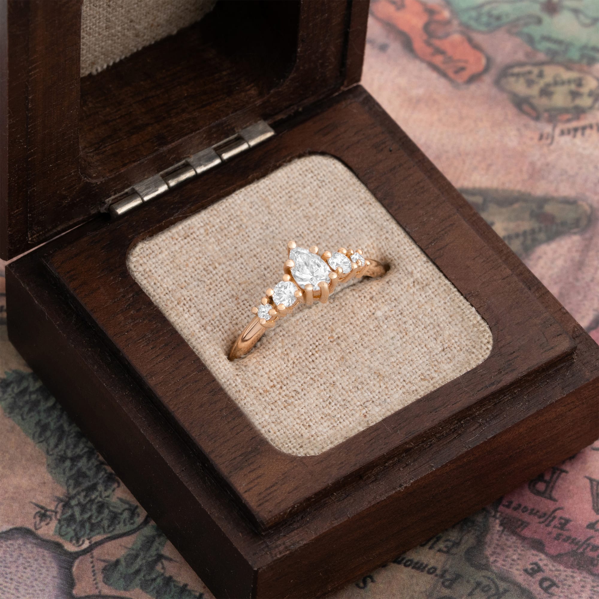 Pear lab grown diamond 5 stone ring — 3