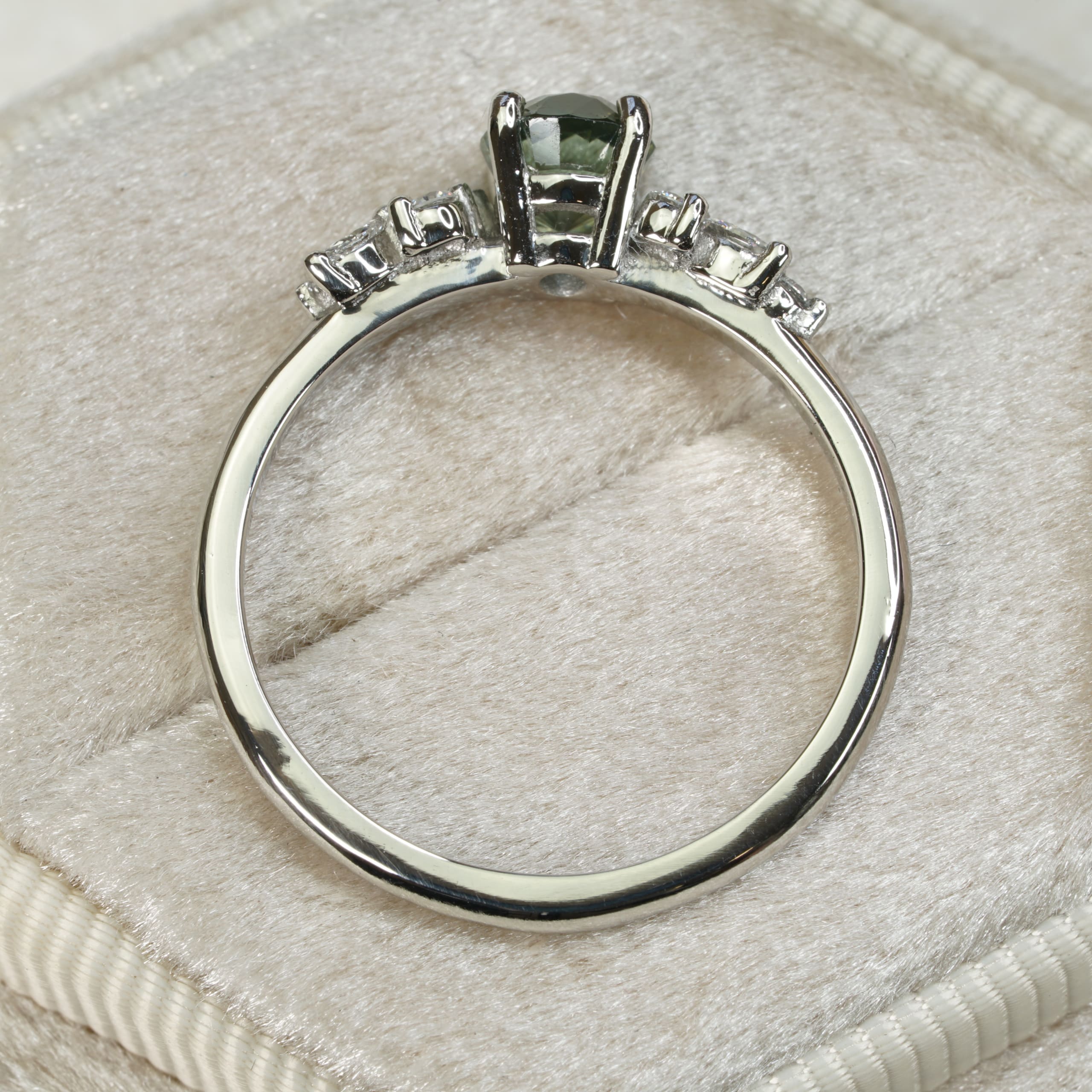 Green sapphire and lab diamond floral ring — 3
