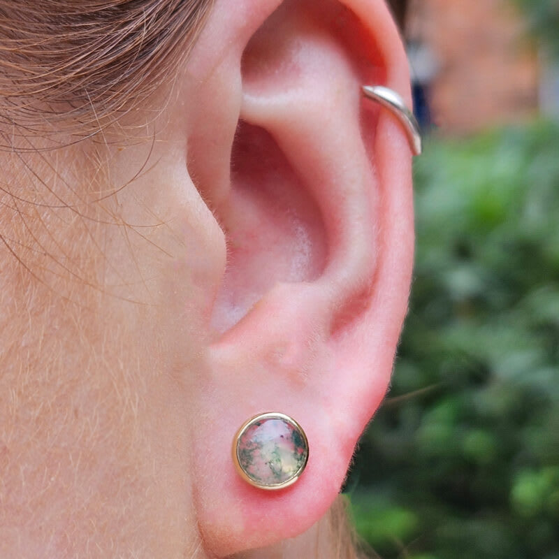 Moss agate earrings — 2