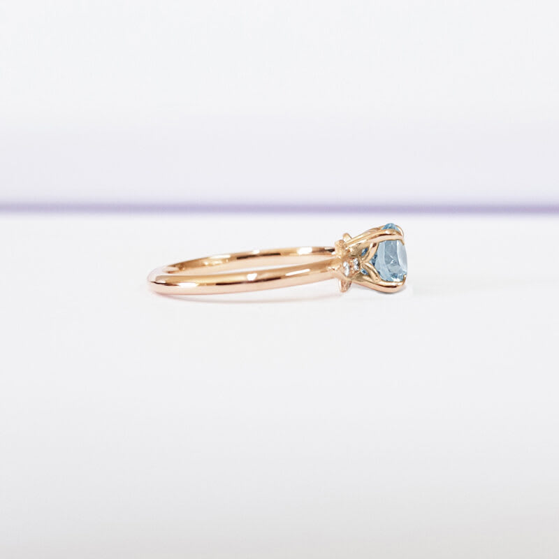 "Fable" Aquamarine and diamond floral engagement ring — 3
