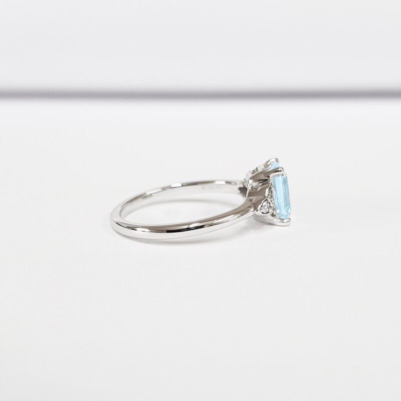 Antique inspired aquamarine and diamond engagement ring  — 2
